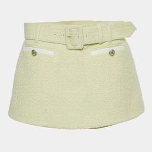 Pre Owned Self-Portrait Yellow Tweed Belted Skorts S