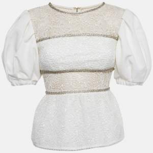 مملوكة مسبقًا توب سيلف بورتريه دانتيل مزخرف أبيض مقاس صغير (سمول) 