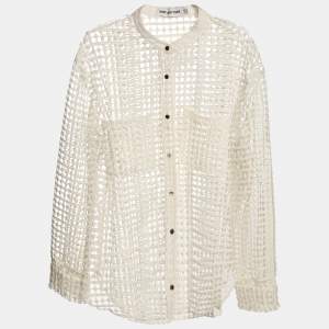 مملوكة مسبقًا كارديفان سيلف بورتريه أبيض كروشيه بقصة مفتوحة مقاس كبير - لارج