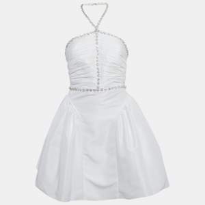 مملوكة مسبقًا Self-Portrait White Taffeta Diamante Trim Mini Dresses M