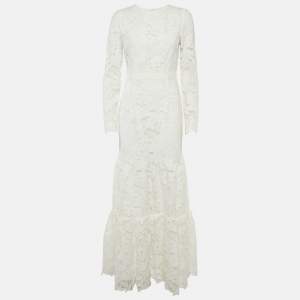 مملوكة مسبقًا Self-Portrait White Leaf Guipure Maxi Dress M