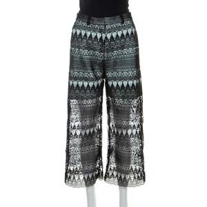 Self-Portrait Black Sheer Guipure Lace Culottes S