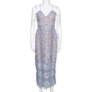Self Portrait Lilac Guipure Lace Arabella Midi Dress M