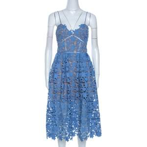 Self Portrait Blue Floral Guipure Lace Azaelea Dress M