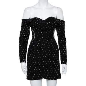 Self-Portrait Black Diamante Off-Shoulder Mini Dress S