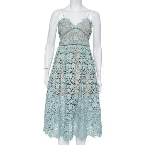 Self-Portrait Mint Green Guipure Lace Azaelea Midi Dress M