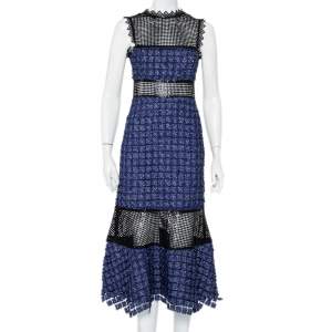 Self Portrait Bicolor Lace Sequined Detail Paneled Maxi Dress S