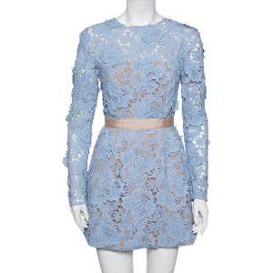 Self-Portrait Blue Guipure Lace Peony Dress S