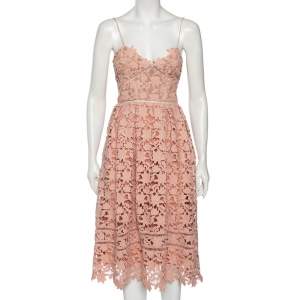 Self-Portrait Pink Guipure Lace Azalea Sleeveless Midi Dress S