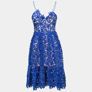 Self-Portrait Blue Guipure Lace Sleeveless Azaelea Dress S