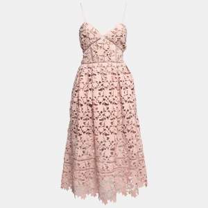 Self-Portrait Light Pink Guipure Lace Midi Dress L
