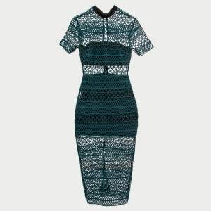 Self-Portrait Green Guipure Lace Midi Dress S