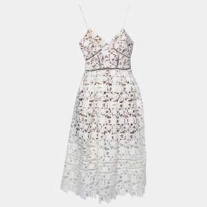 Self Portrait White Floral Guipure Lace Azaelea Midi Dress S