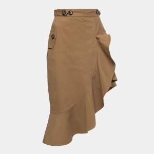 Self-Portrait Brown Cotton Asymmetric Ruffled Skirt M