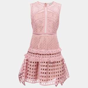 Self-Portrait Dusty Pink Guipure Lace Sleeveless Mini Dress M
