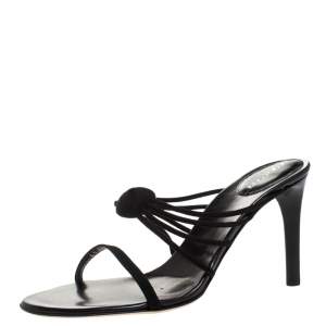 Pre Owned Sergio Rossi Black Strappy Suede Strappy Sandals Size 40