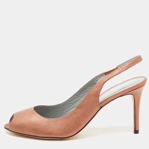 Pre Owned Sergio Rossi Metallic Brown Texture Leather Slingback Pumps Size 41