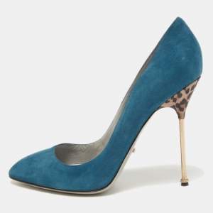 Pre Owned Sergio Rossi Blue Suede Pointed Toe Pumps Size 40