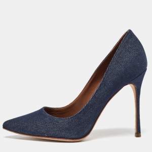 Pre Owned Sergio Rossi Blue Denim Pointed Toe Pumps Size 36