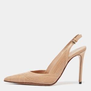 Sergio Rossi Beige Leather Slingback Pumps Size 34.5