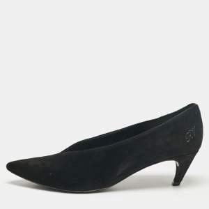 Sergio Rossi Black Suede Pointed Toe Pumps Size 38.5