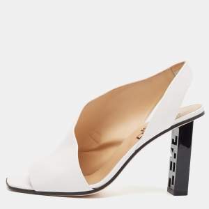 Pre Owned Sergio Rossi White Leather D'orsay Slingback Sandals Size 41