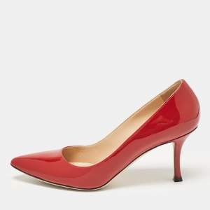 Pre Owned Sergio Rossi Red Patent Leather Secret Pumps Size 37.5