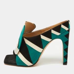 Sergio Rossi Multicolor Suede Open Toe Mules Size 37