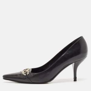 Sergio Rossi Black Leather Pointed Toe Pumps Size 39.5