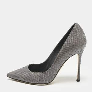 Sergio Rossi Grey Python Leather Pointed Toe Pumps Size 35