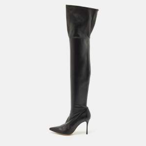 Sergio Rossi Black Leather Knee Length Boots Size 40