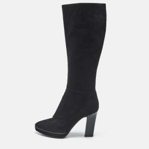 Sergio Rossi Black Suede Knee Length Boots Size 39