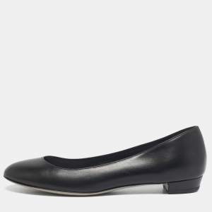 Pre Owned Sergio Rossi Black Suede Round Toe Ballet Flats Size 37