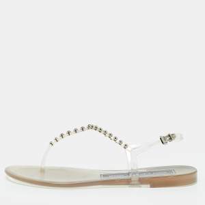 Pre Owned Sergio Rossi Size 41 Transparent PVC Ankle Strap Sandals