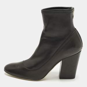 مملوكة مسبقًا Sergio Rossi Size 39 Black Leather Block Heel Ankle Length Boots