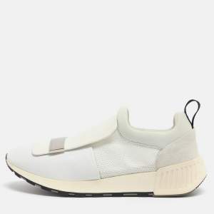 Pre Owned Sergio Rossi SR1 Size 37 White Leather, Mesh and Suede Low Top Sneakers