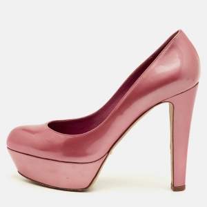 Pre Owned Sergio Rossi Size 37 Pink Patent Leather Platform Pumps