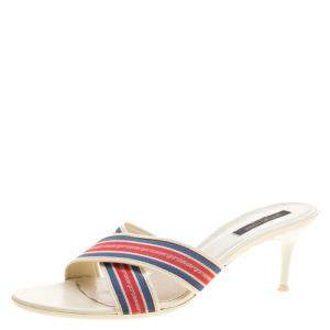 Pre Owned Sergio Rossi Multicolor Fabric and Leather Mules Size 40