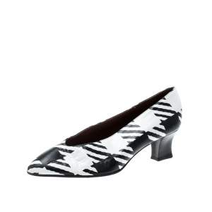 Pre Owned Sergio Rossi Monochrome Leather Pumps Size 38.5