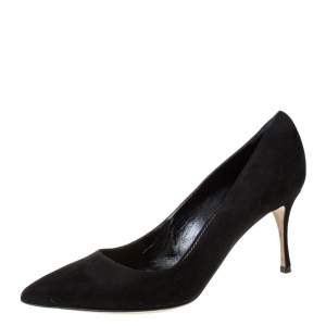 Pre Owned Sergio Rossi Black Suede Pointed Toe Pumps Size 39.5