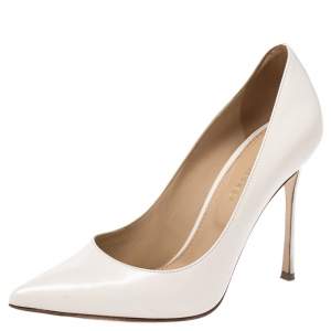 Pre Owned Sergio Rossi Offwhite Leather Pointed Toe Pumps Size 35