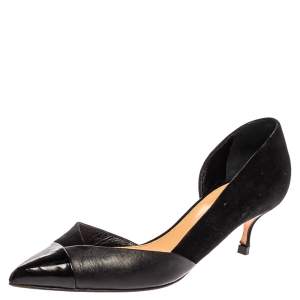 Pre Owned Sergio Rossi Black Suede And Leather Pointed Toe Pumps Size 39