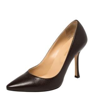 Pre Owned Sergio Rossi Brown Leather Pointed Toe Pumps Size 35