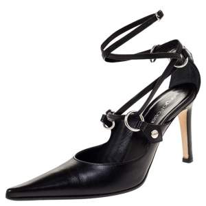 Pre Owned Sergio Rossi Black Leather Strappy Sandals Size 38