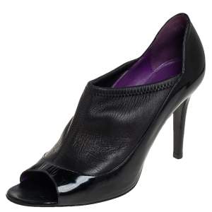 Sergio Rossi Black Leather Peep Toe Booties Size 39