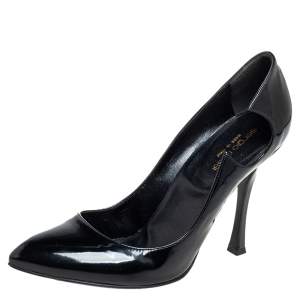 Pre Owned Sergio Rossi Black Patent Leather Cut Out Pumps Size 40