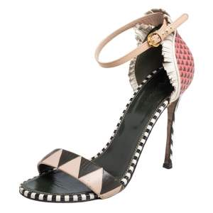 Pre Owned Sergio Rossi Multicolor Leather Ankle Strap Sandals Size 40