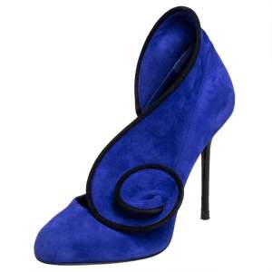 Pre Owned Sergio Rossi Blue Suede Twirl Pumps Size 36
