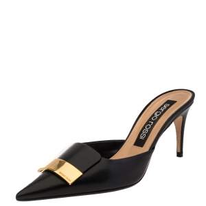Pre Owned Sergio Rossi Black Leather SR1 Mules Size 40