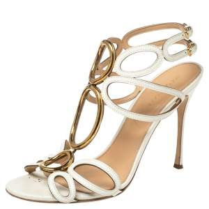 Sergio Rossi White Leather Farrah Open-Toe Sandals Size 41